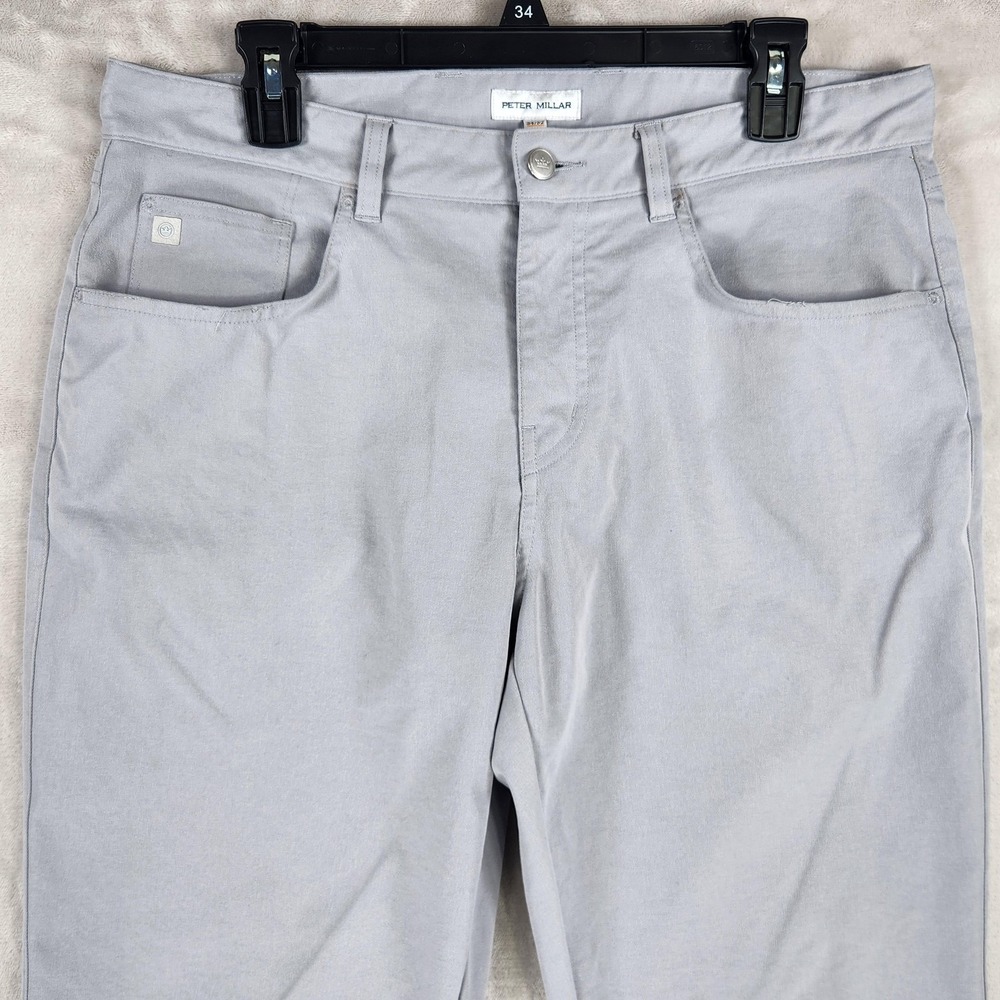 Peter Millar Pants Mens 34x32 Gray EB66 Performance 5 Pocket Chino Golf Casual - Picture 3 of 13